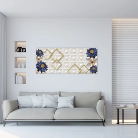 Obraz - Diamantové kvety (120x50 cm)