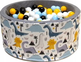Detský molitanový bazénik DINOSAURI + 200 guličiek - biely / sivý