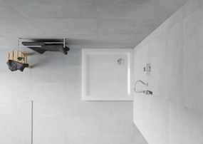 Mexen Flat štvorcový sprchový kút Slim 90 x 90 cm, biely, sifón chróm - 40109090