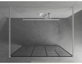 Mexen Kioto, priechodná sprchová zástena 100 x 200 cm, 8mm sklo číre/čierny vzor, 2x biela stabilizačná rozpera, 800-100-002-20-78