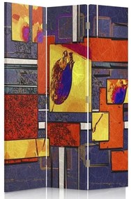 Ozdobný paraván Barevná abstrakce - 110x170 cm, trojdielny, obojstranný paraván 360°