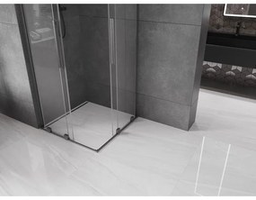 Mexen Velar L Duo, sprchový kút s posuvnými dverami 80 x 80 cm, 8mm číre sklo, grafit brúsený, 871-080-080-02-03-66