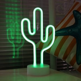 ACA Lighting Neónová lampička - Kaktus, 3x AA batérie, IP20