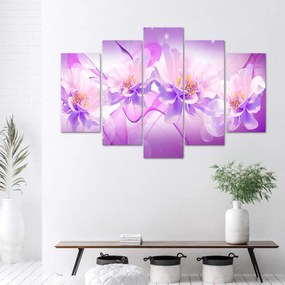 Obraz na plátně pětidílný Květiny Fialová příroda - 200x100 cm