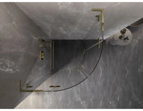 Mexen Lunar, L výklopný polkruhový sprchový kút 100 x 100 cm, 8mm číre sklo, zlatý profil, 833L-100L-100P-50-00