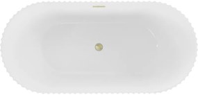 Mexen Paola, voľne stojaca vaňa, drážkovaná, 170 x 80 cm, biela lesklá, zlatý matný prepad, 52721708000-55