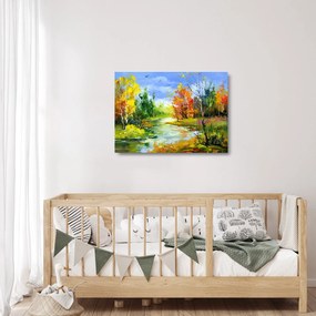 Sklenený obraz - Maľba krajiny (70x50 cm)