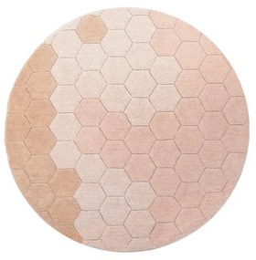 Svetloružový prateľný ručne tkaný bavlnený okrúhly koberec ø 140 cm Honeycomb Rose – Lorena Canals