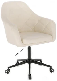 LuxuryForm DESIGN Kreslo ANDORA na čierne podstave s kolieskami - krémové
