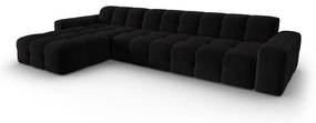 Čierna zamatová rohová pohovka (ľavý roh) Kendal - Micadoni Home