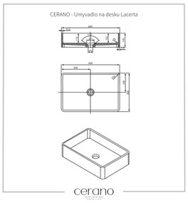 Cerano Lacerta, umývadlo na dosku z liateho mramoru 600x400x150 mm, čierna matná, CER-CER-WB05B