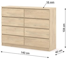 Komoda Maya S8 (dub cremona). Akcia -20%. Vlastná spoľahlivá doprava až k Vám domov. 1124947