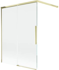 Mexen Rox, 2-krídlová posuvná vaňová zástena 120 x 150 cm, 8mm číre sklo, zlatý lesklý profil, 8C9-120-003-50-00