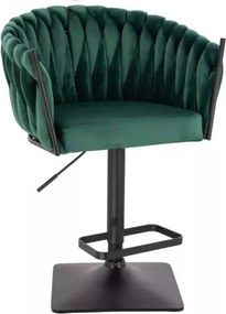 LuxuryForm DESIGN Barová stolička NORDEN VELUR na čiernej hranatej podstave - zelená