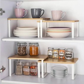 Sada 2 ks kuchyňských polic GINGER bílá/hnědá