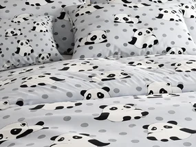 Obliečky z mikrovlákna PANDA sivé Rozmer obliečky: 2 ks 70 x 90 cm | 200 x 220 cm