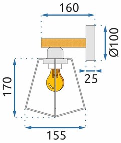 Toolight, nástenné svietidlo E27 60W APP978-1W, čierna - hnedá, OSW-03244