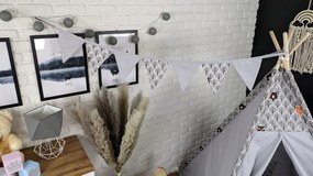 Detský stan TEEPEE (TÝPIE) ANIMALS s doplnkami - MACKO A KAMARÁDI - šedý