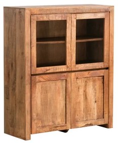 furniture-nabytek.cz - Masívna vitrína Country z mangového dreva, lakovaná, hnedá – 118×45×140 cm