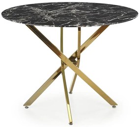Stôl Raymond 2 100 sklo/oceľ – čierna mramor/zlatá