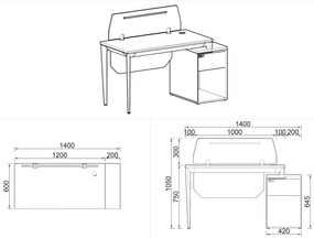 Kancelársky stôl so skrinkou Houseland Profit Max 03 1406 dub/biela