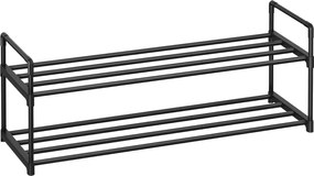 2-poschodový stojan na topánky, kovová polica na uloženie, pre 8–10 párov topánok, 30 x 92 x 34 cm, čierna