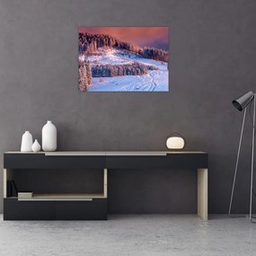 Sklenený obraz zimnej krajiny (70x50 cm)