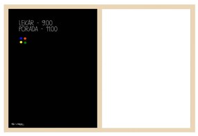 Toptabule.sk  Kombinovaná magnetická tabuľa v drevenom ráme + 5 farieb rámu 90x60 cm