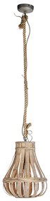 Vidiecka závesná lampa drevo s lanom 34cm - Excalibur