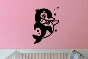 Drevený baby delfín na stenu - Čierna