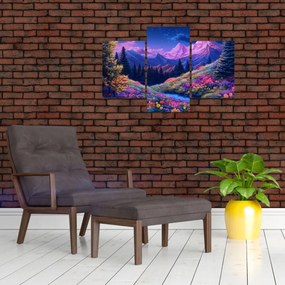 Obraz - Fialová krajina pri úplnku (90x60 cm)