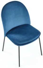 Jedálenská stolička HIXON — kov, zamatová látka, modrá