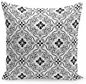 Biela obliečka s čierno-bielymi ornamentmi 40x40 cm