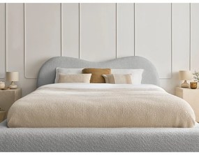 Svetlosivá čalúnená dvojlôžková posteľ s úložným priestorom s roštom 160x200 cm Orlane – Bobochic Paris