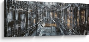 Obraz interiéru starej budovy (s hodinami) (90x30 cm)