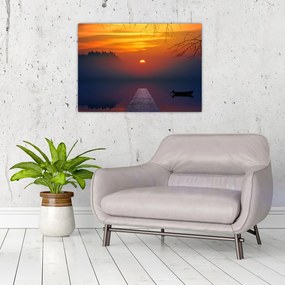 Sklenený obraz mostu pri západe slnka (70x50 cm)