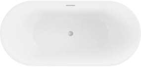 Mexen Luna, voľne stojaca vaňa 180 x 80 cm, biela, brúsená oceľ prepad, 52031808000-97