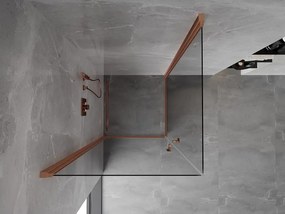 Mexen Mist-B Duo, 2-krídlový výklopný sprchový kút 75 x 75 cm, číre sklo, medený matný profil, 8A2-075-075-65-00