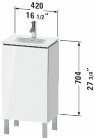 DURAVIT L-Cube stojaca skrinka pod umývadielko na nožičkách, 1 dvierka, pánty vľavo, 440 x 311 x 856 mm, biela vysoký lesk, LC6580L2222