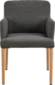 Sivé čalúnené jedálenské kreslo s podrúčkami Zoe – Actona