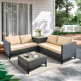 Rohová ratanová záhradná súprava Catini KALEA - hnedá/béžová