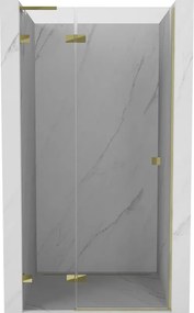 Mexen, Mexen Lunar L Otočné ľavé sprchové dvere 90 cm, transparentné, zlaté - 834L-090-000-50-00-L