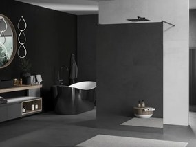 Mexen Kioto, sprchová zástena Walk-In 100 x 200 cm, 8mm sklo vzor zrkadlo, grafitový profil, 800-100-002-66-50