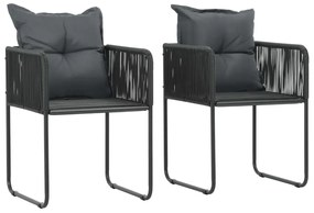 Vonkajšie stoličky 2 ks s vankúšmi, polyratan, čierne