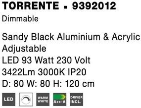 LED luster Torrente 80 čierne