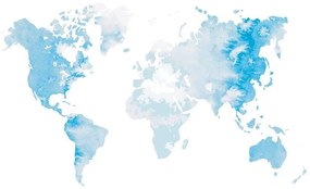 Samolepiaca tapeta akvarelová mapa sveta v svetlomodrej farbe - 225x150