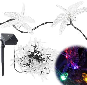IKO Záhradné solárne osvetlenie 6,5m 30 LED – farebné vážky