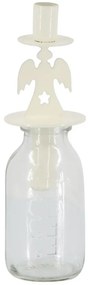 Krémový antik svietnik anjel s pohárom na úzku sviečku - Ø 5*17 cm / 100ml