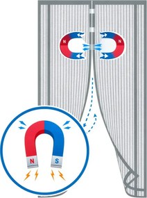Magnetická sieťka proti hmyzu sivá