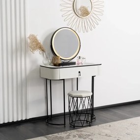 Toaletný stolík so zrkadlom a taburetom Umbria biela 80cm